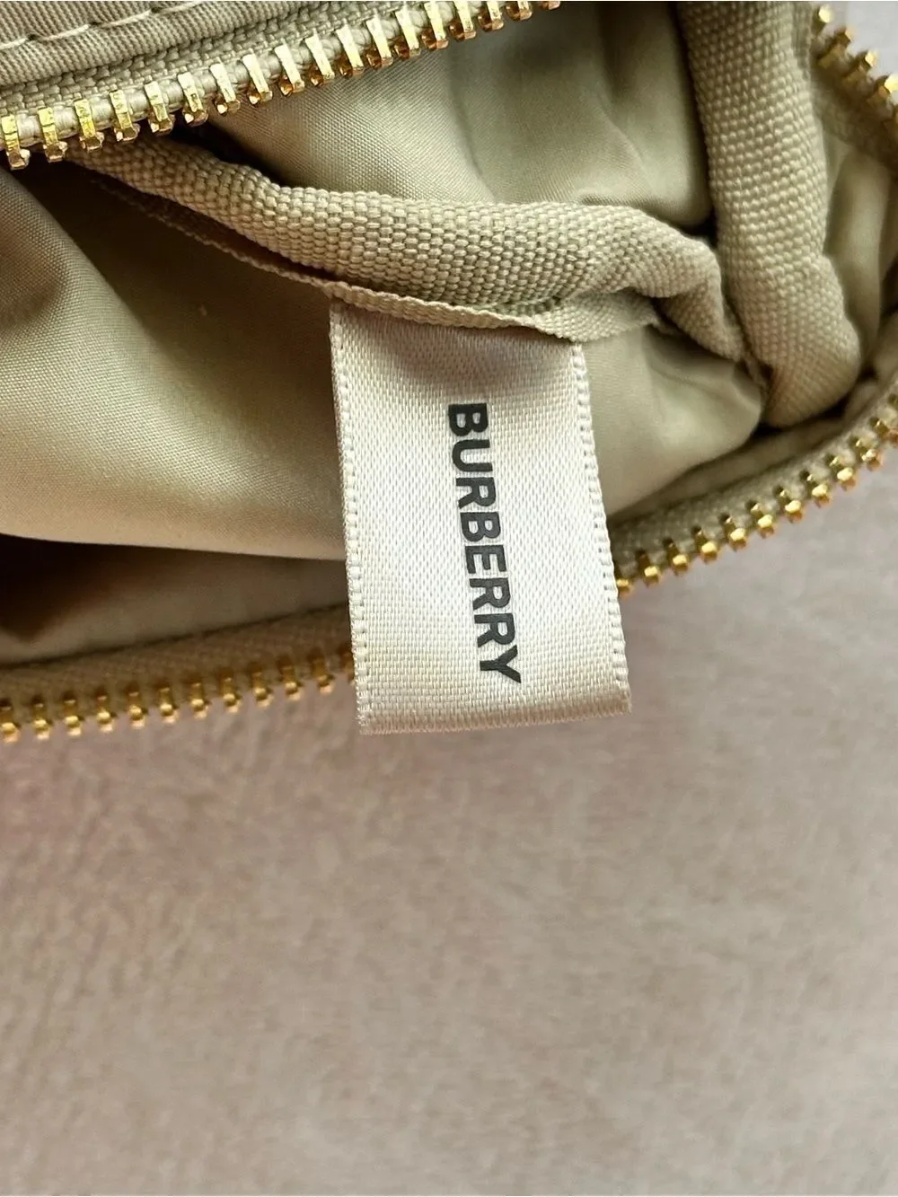 Beige Cosmetic Bag Wristlet Travel Makeup Pouch Zip Closure Minimalist